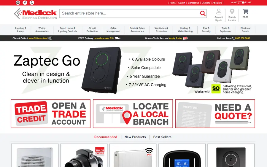 Medlock Electrical Distributors homepage